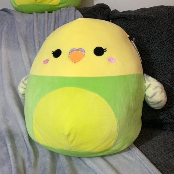 Squishmallows 16 Inch Nellie Green and Yellow Parakeet Squishmallows Bird - Picture 8 of 17